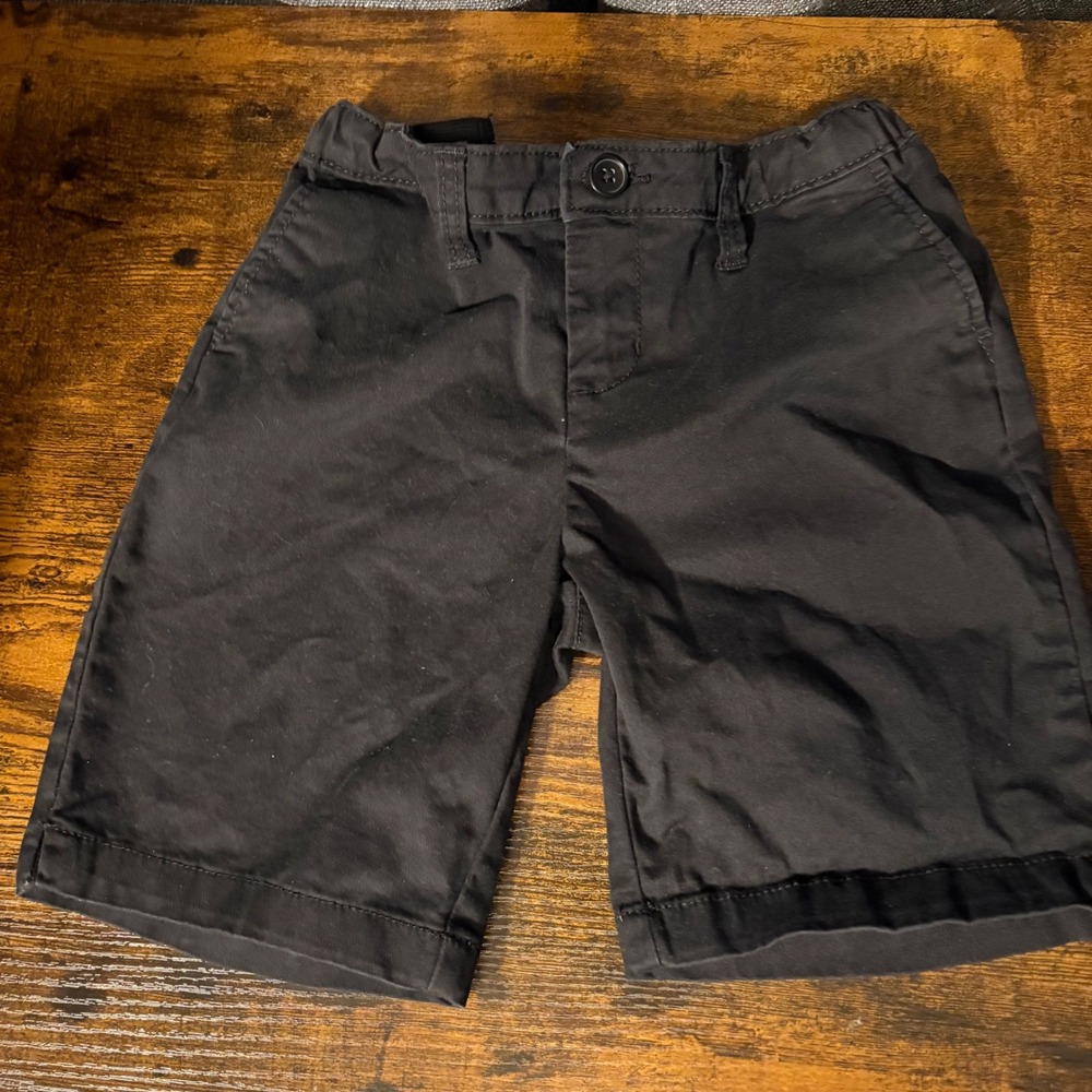 Faded Glory Black Cotton Blend Chino Shorts Elastic‎ Waist (Kids 10)